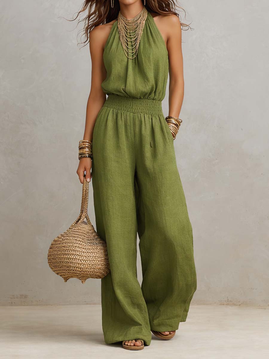 Valeria Halter Wide-Leg Jumpsuit