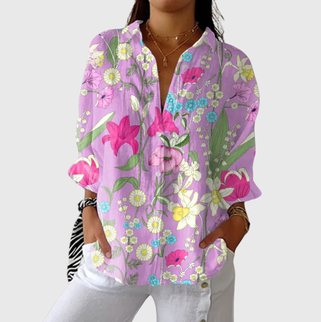 Annabel light blouse with colourful print