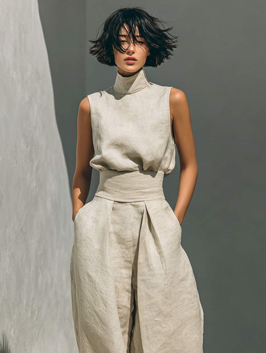 Venancia | Minimalist Top and Wide Leg Trousers Set