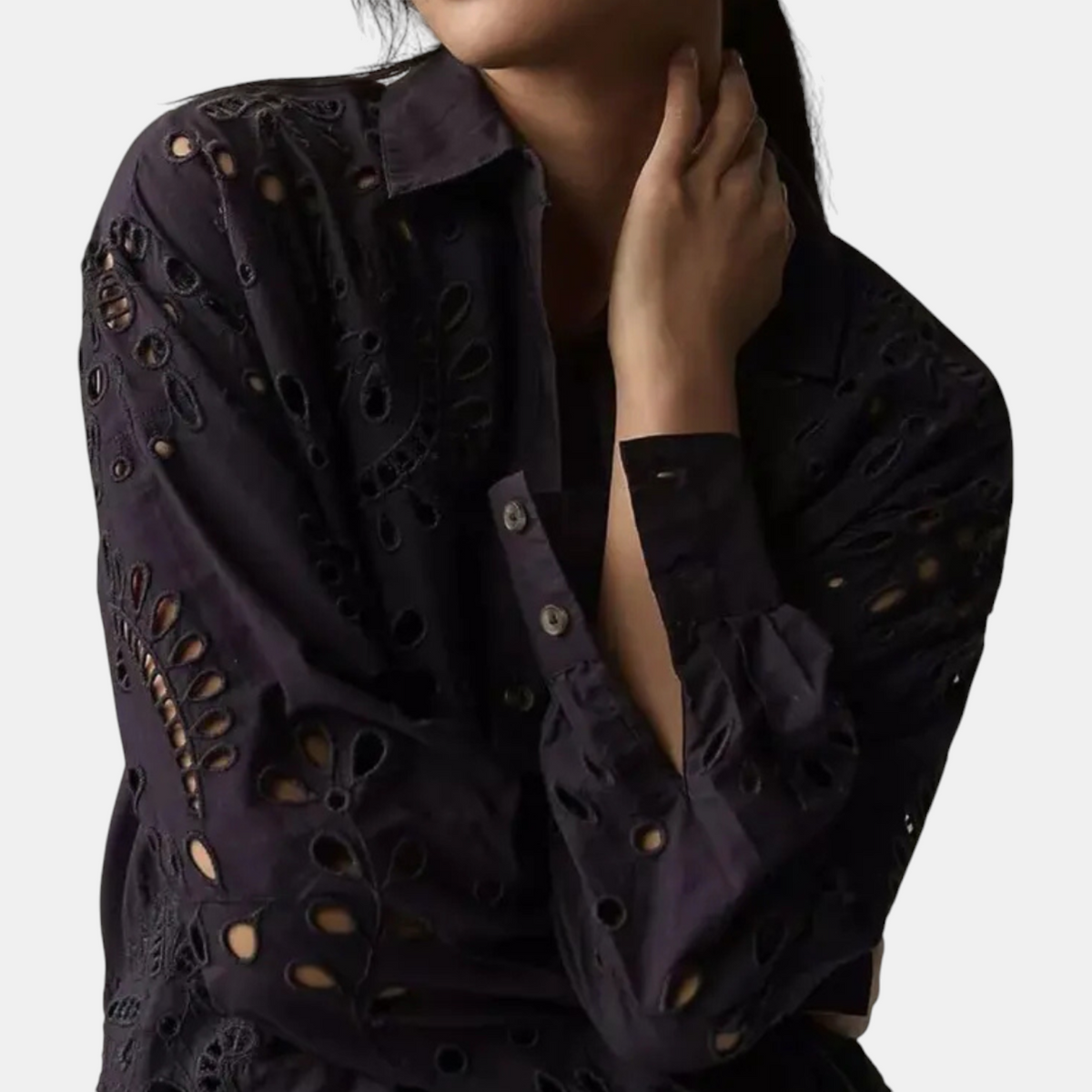 Women's Lace Dress, Eyelet Broderie Anglaise Shirt Mini