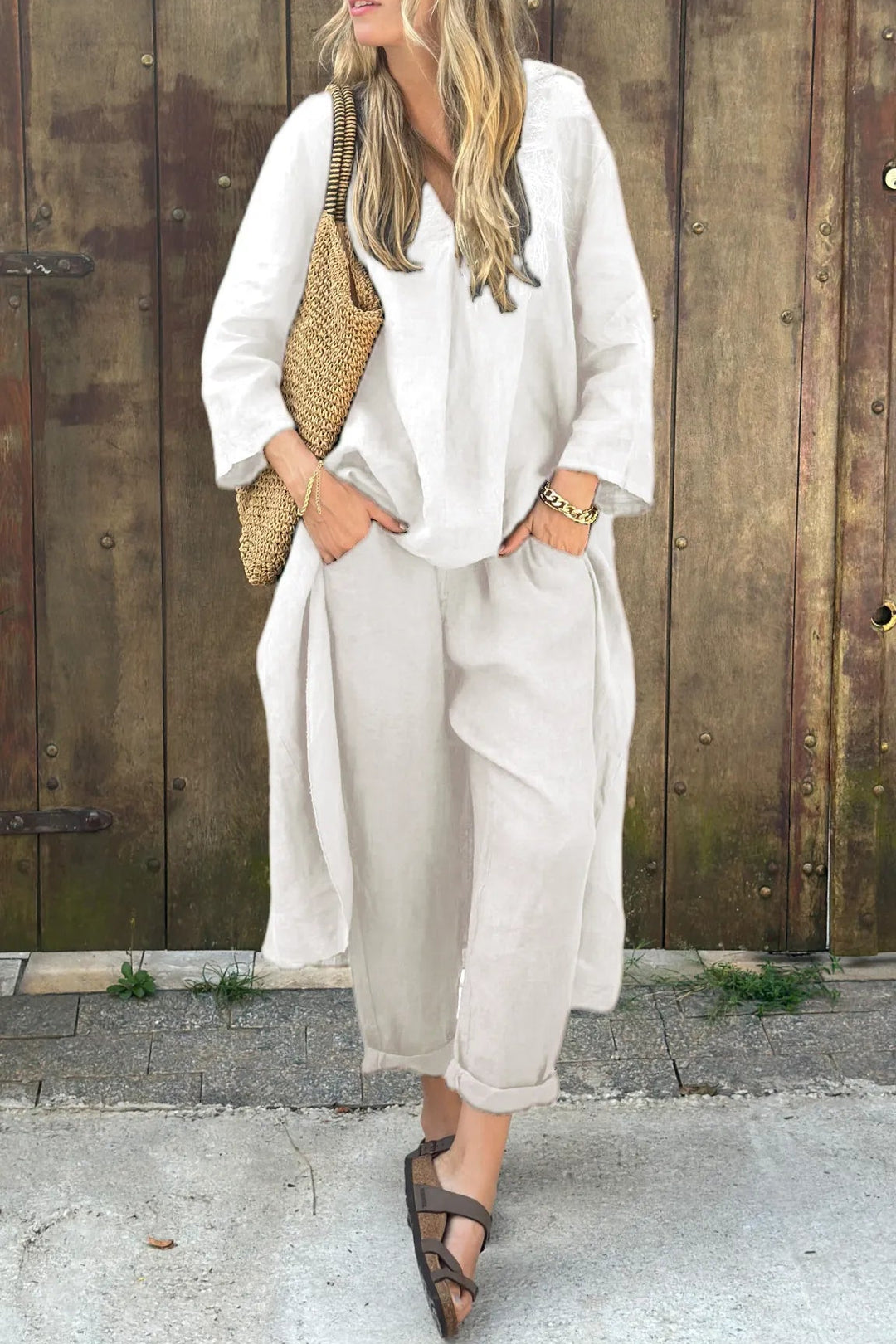 Clara stylish and comfortable set by The Rowan Daughters with soft fabric and modern design, shown on a model.
