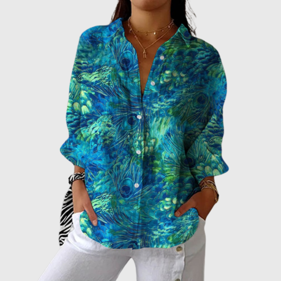Gaby light blouse with colourful print