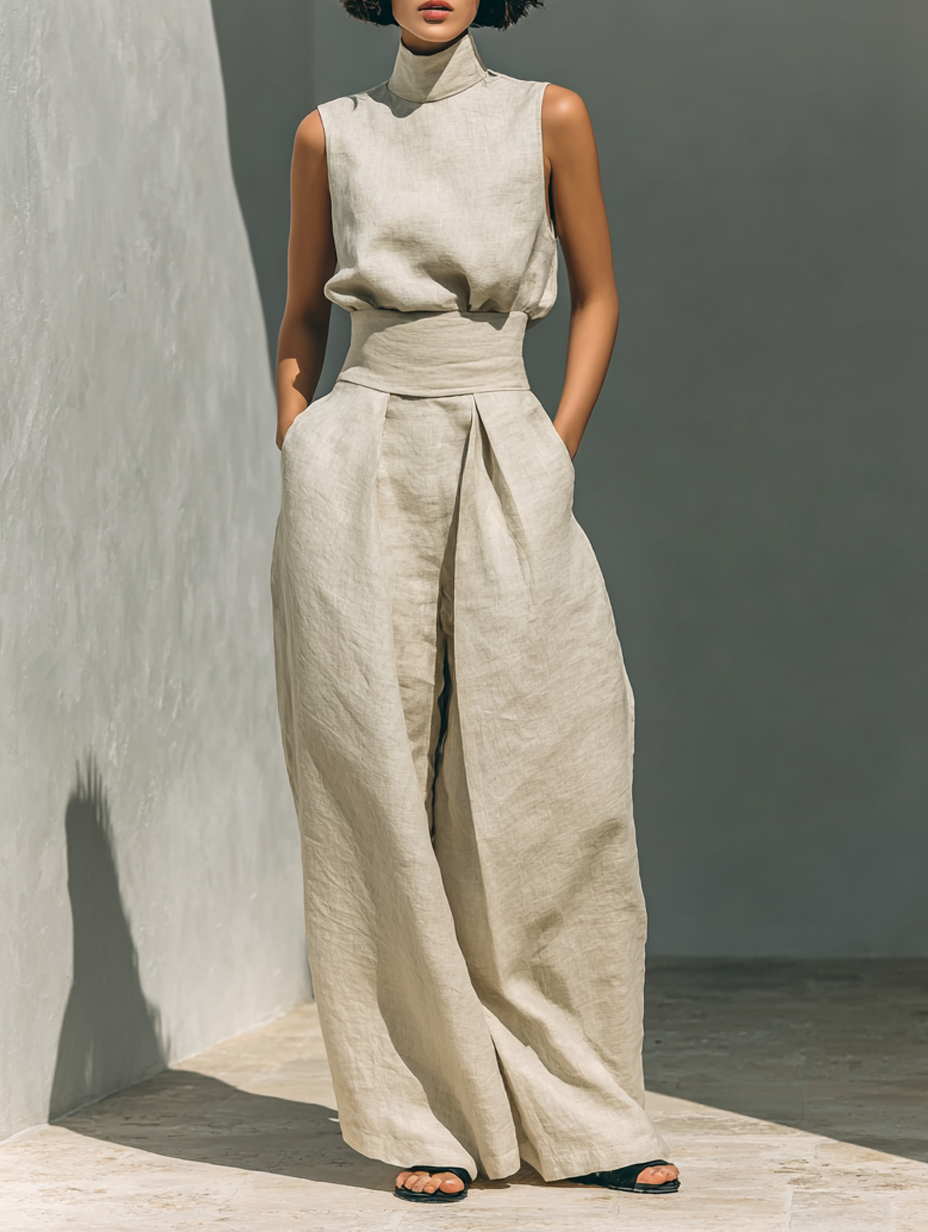 Venancia | Minimalist Top and Wide Leg Trousers Set