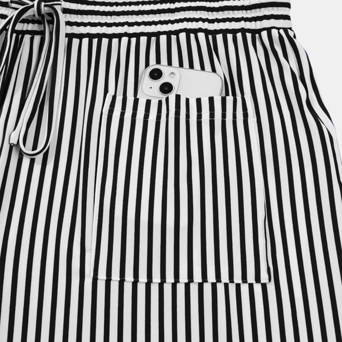 Women's Wide Leg Pants, Striped High Waist Drawstring Palazzo