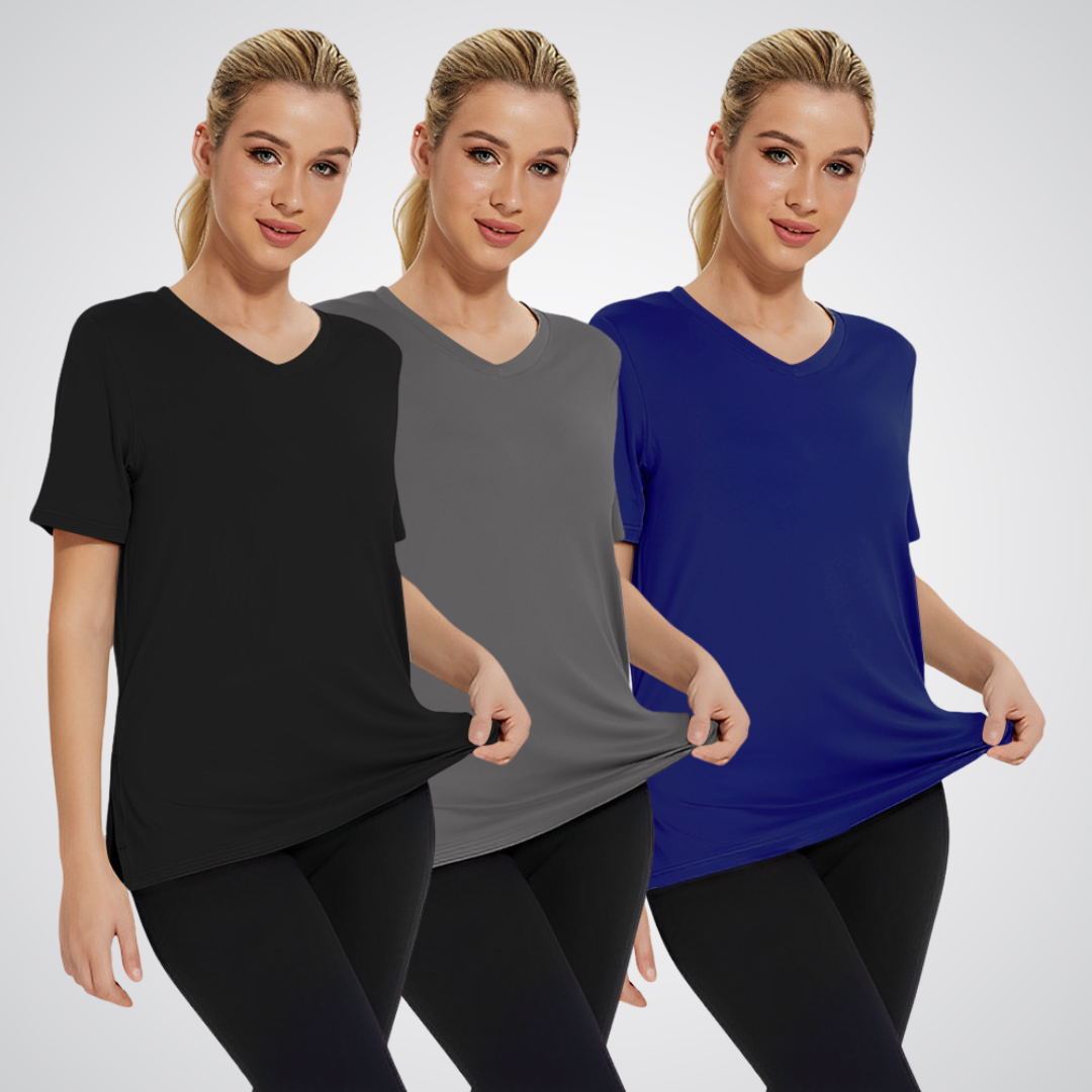 Three Bennett and Family Selena loose fit T-shirts in assorted colors, casual and comfortable for everyday wear.