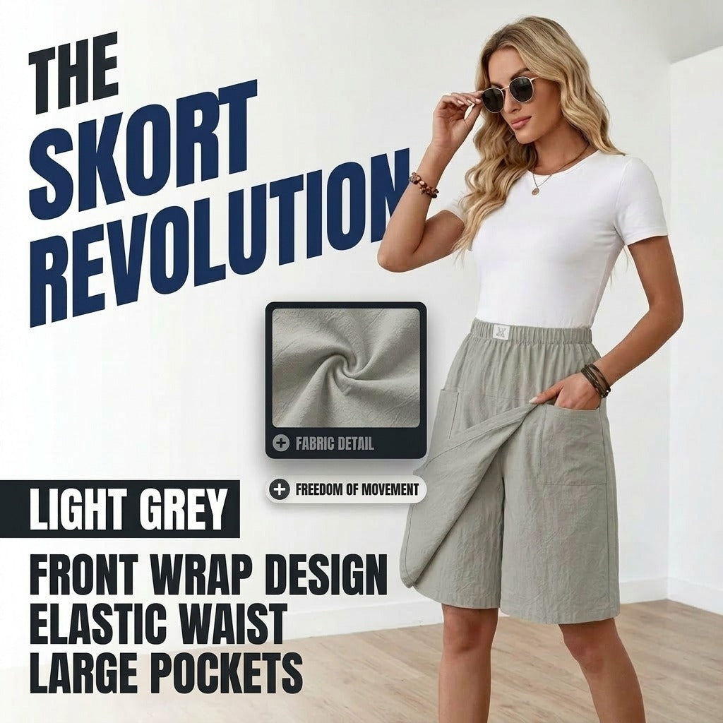 Maeve wrap-front skort by Bennett and Family featuring a stylish, modern design with a comfortable fit and wrap detail.