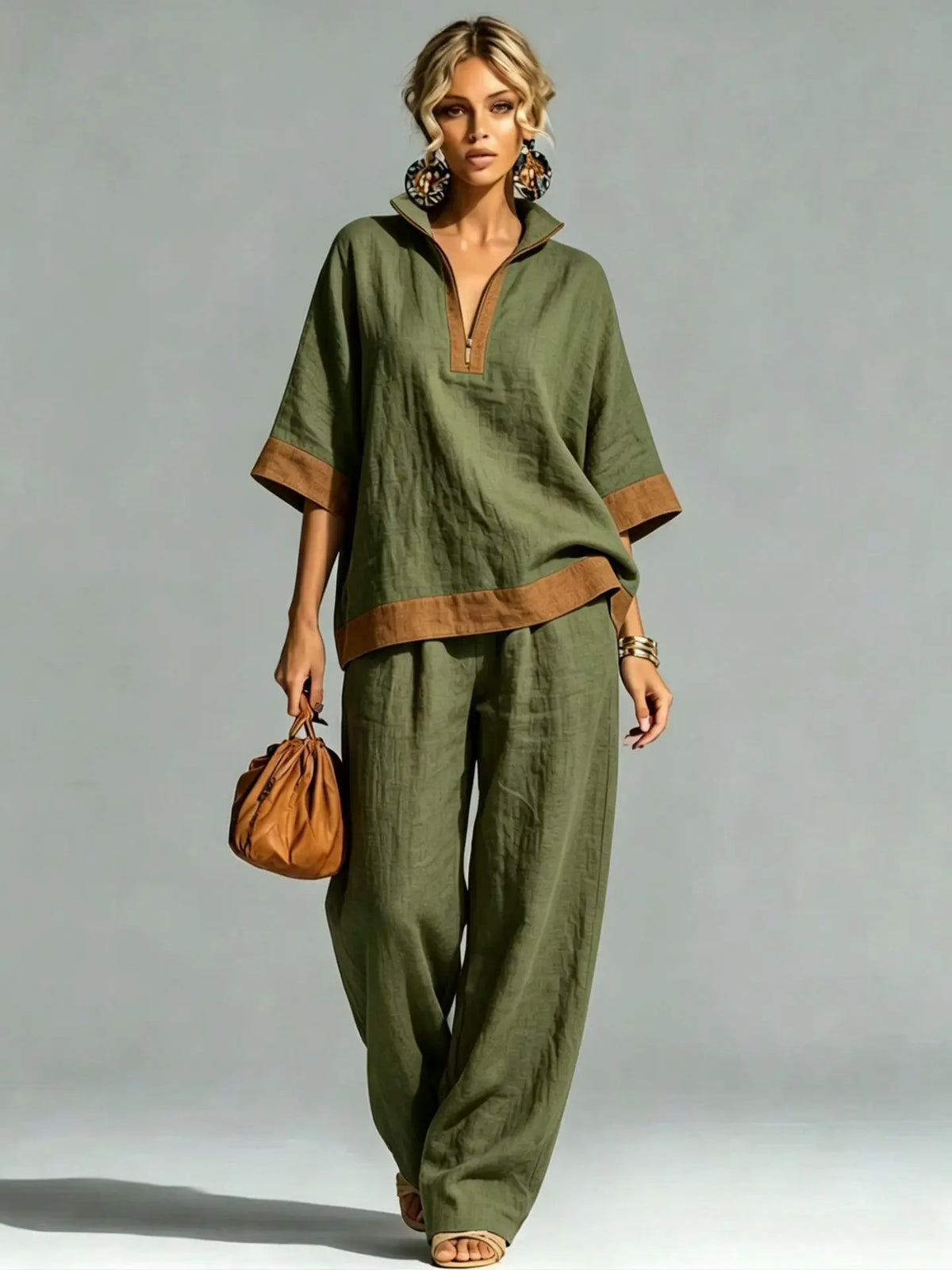 Vintage Linen-Look Co-ord Set