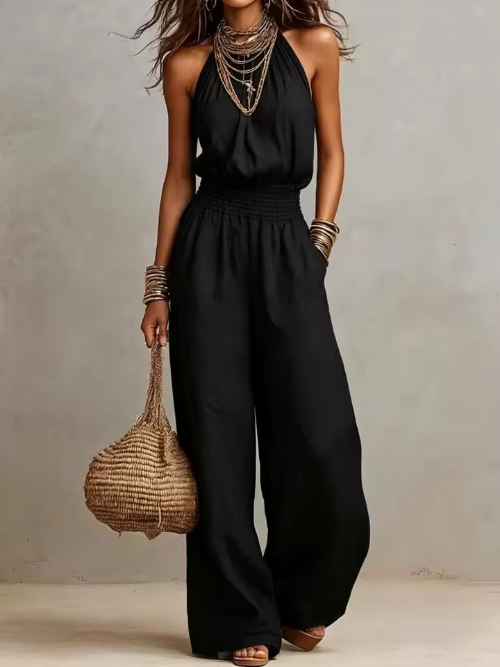 Valeria Halter Wide-Leg Jumpsuit