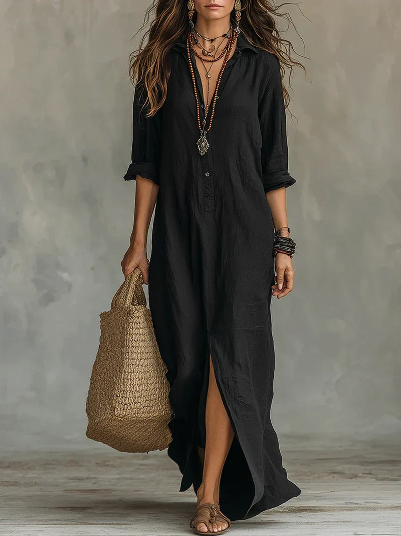 Bennett and Family Sofia Maxi Dress in soft yellow fabric with flowing silhouette and sleeveless design, stylish and comfortable for summer.