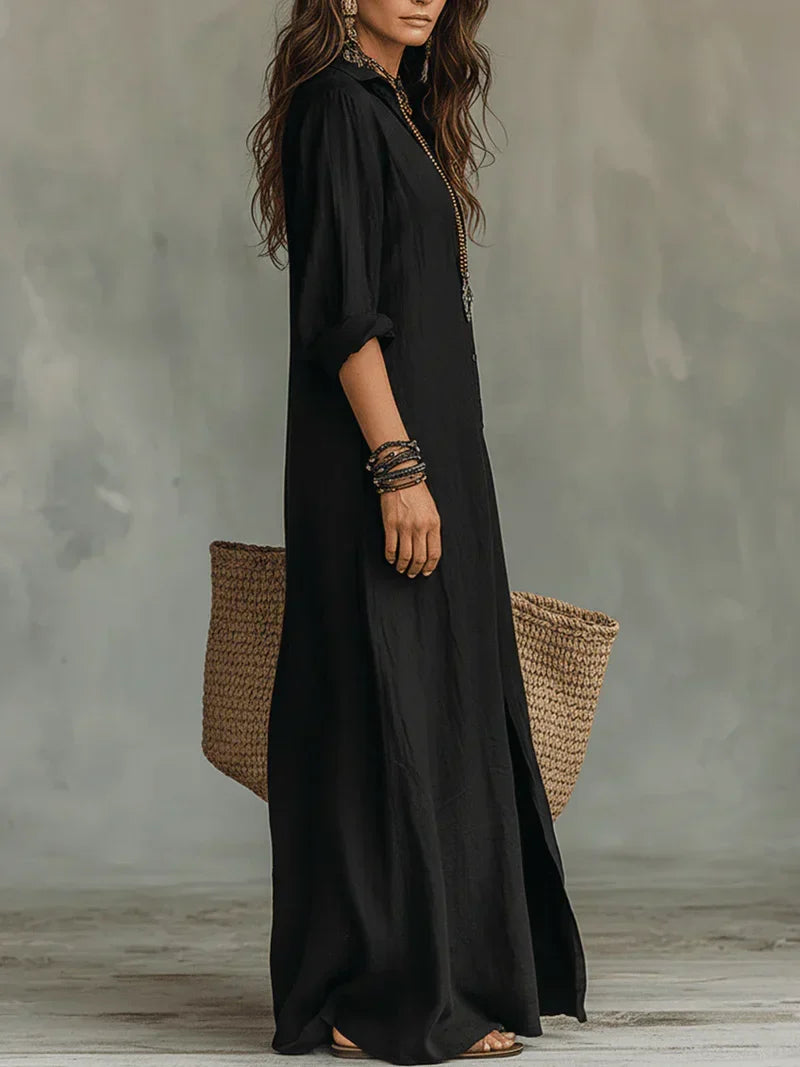Elegant Sofia Maxi Dress by Bennett And Family, featuring flowing fabric and a stylish design perfect for summer occasions.