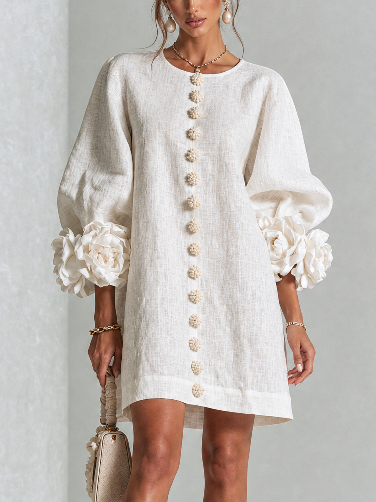 Susanna Mini Dress by Bennett and Family, stylish dress with a fitted silhouette and floral pattern, shown on a mannequin.