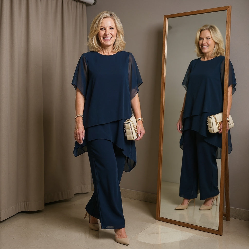 Margot | Suit with Draped Palazzo Pants