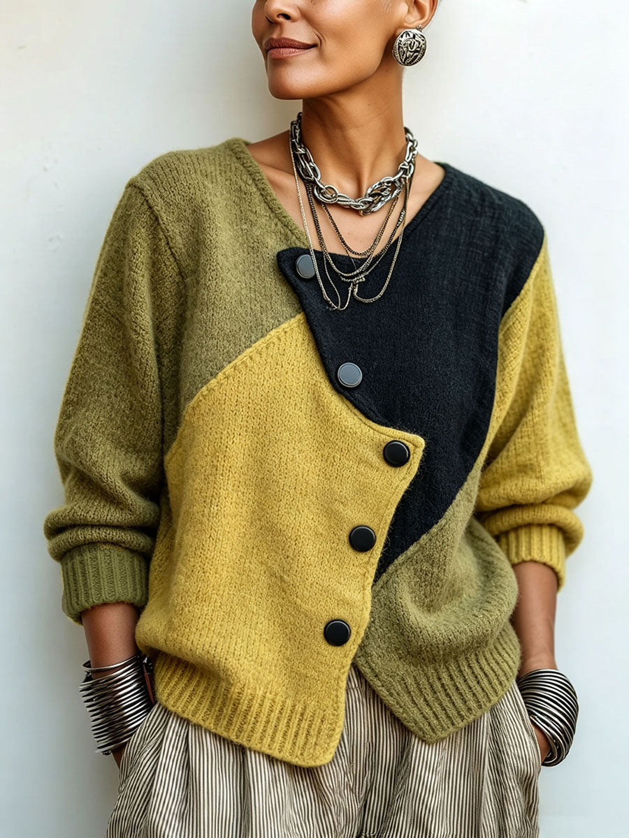 Weston™ Color-Block Knit Sweater by Bennett And Family featuring vibrant mixed-color knit pattern and cozy fit.