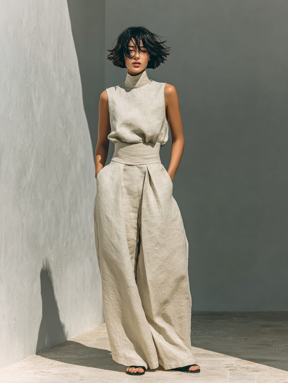 Venancia | Minimalist Top and Wide Leg Trousers Set