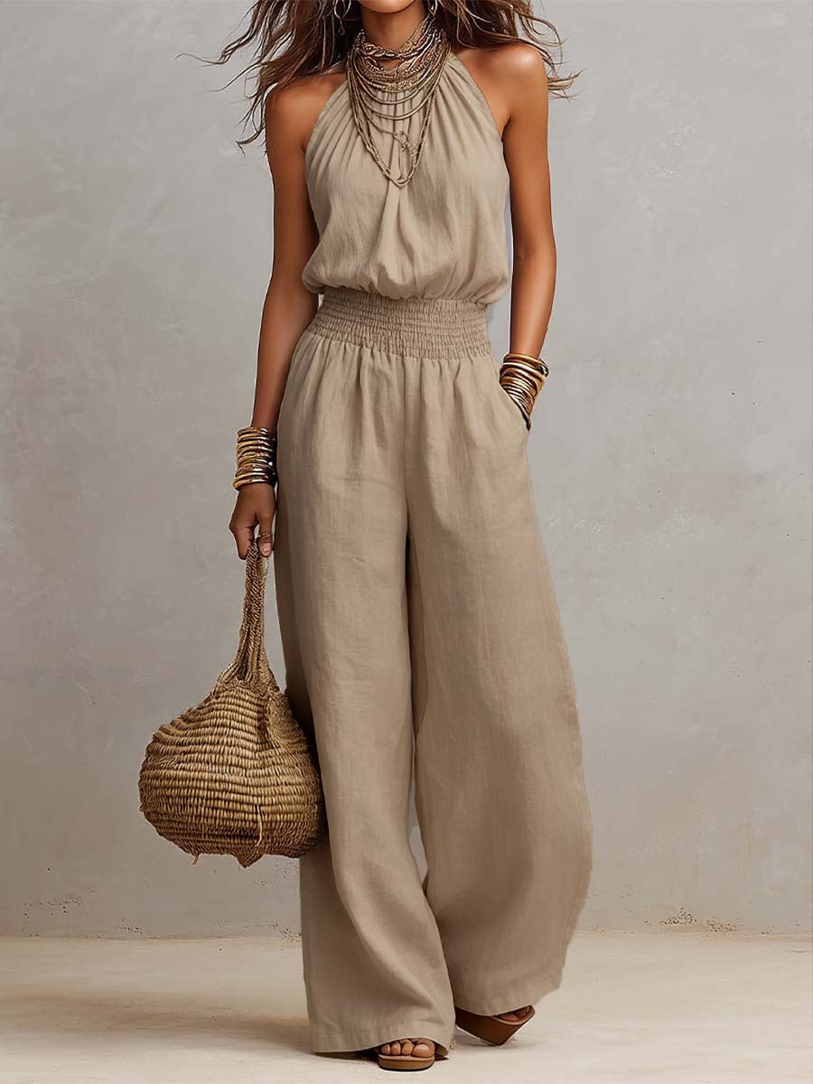 Valeria Halter Wide-Leg Jumpsuit