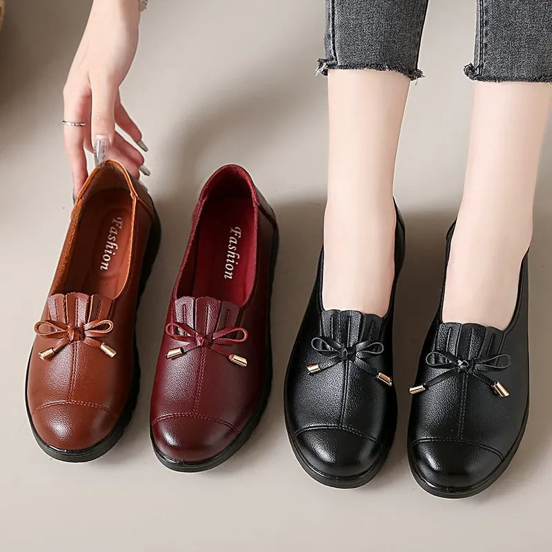 Bennett And Family Catherine Elegant Comfort Loafers, brown leather slip-on shoes for women, stylish and comfortable footwear