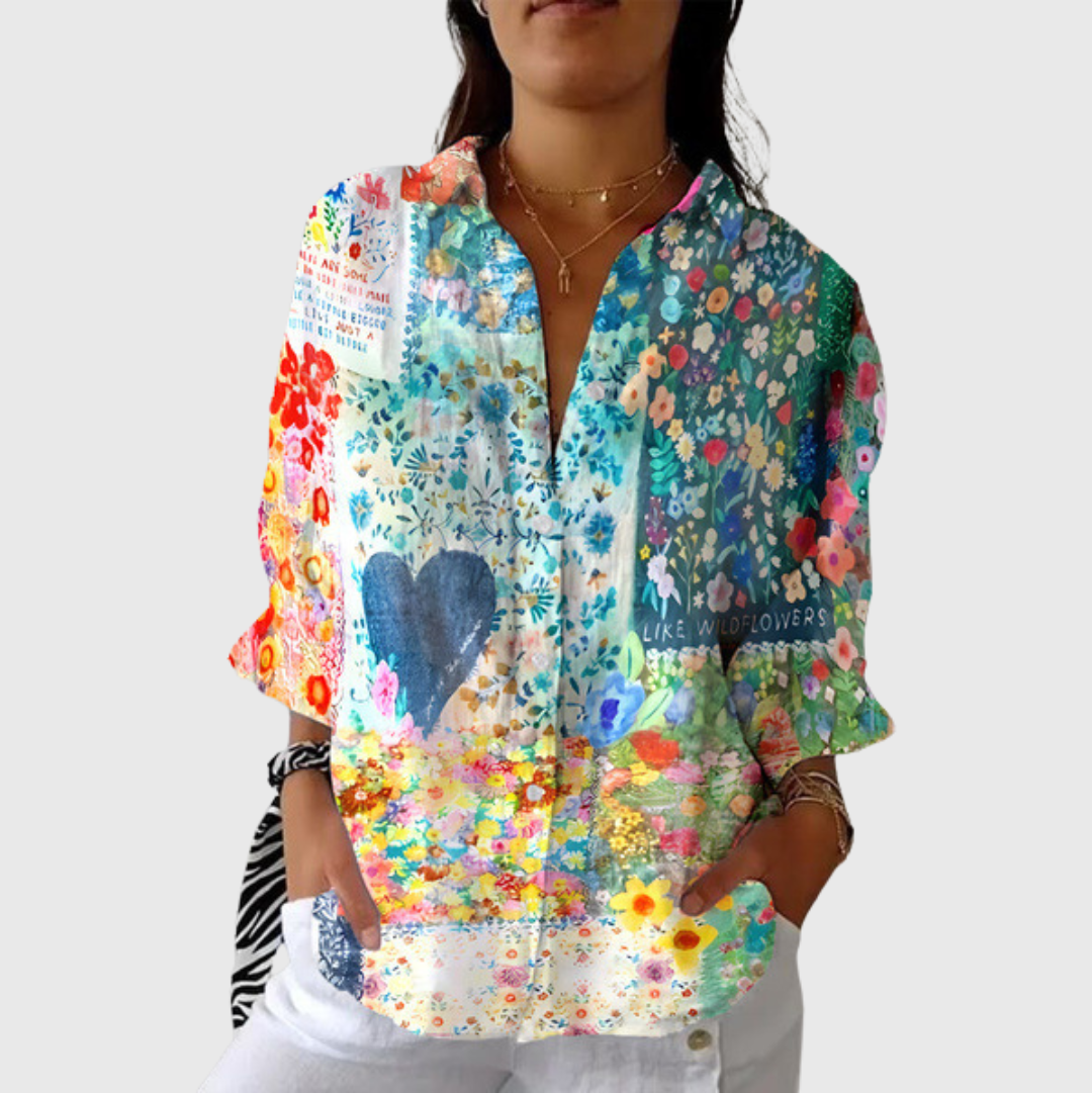 Aurelie light blouse with colourful print