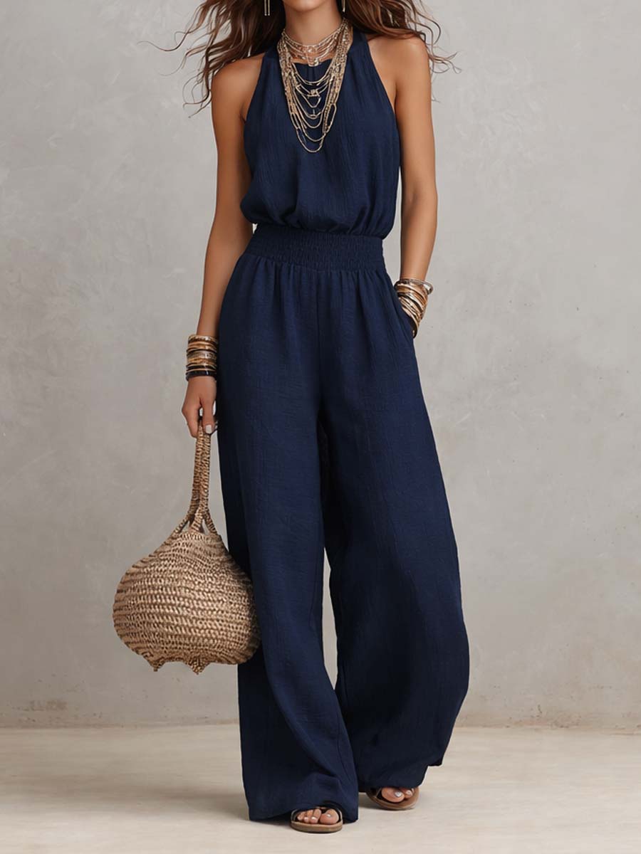 Valeria Halter Wide-Leg Jumpsuit