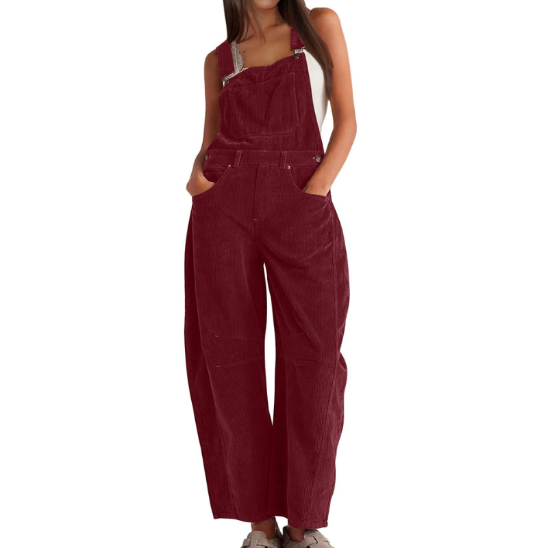 Women's 70s Jumpsuit, Wide Leg Bib Overall with Adjustable Straps