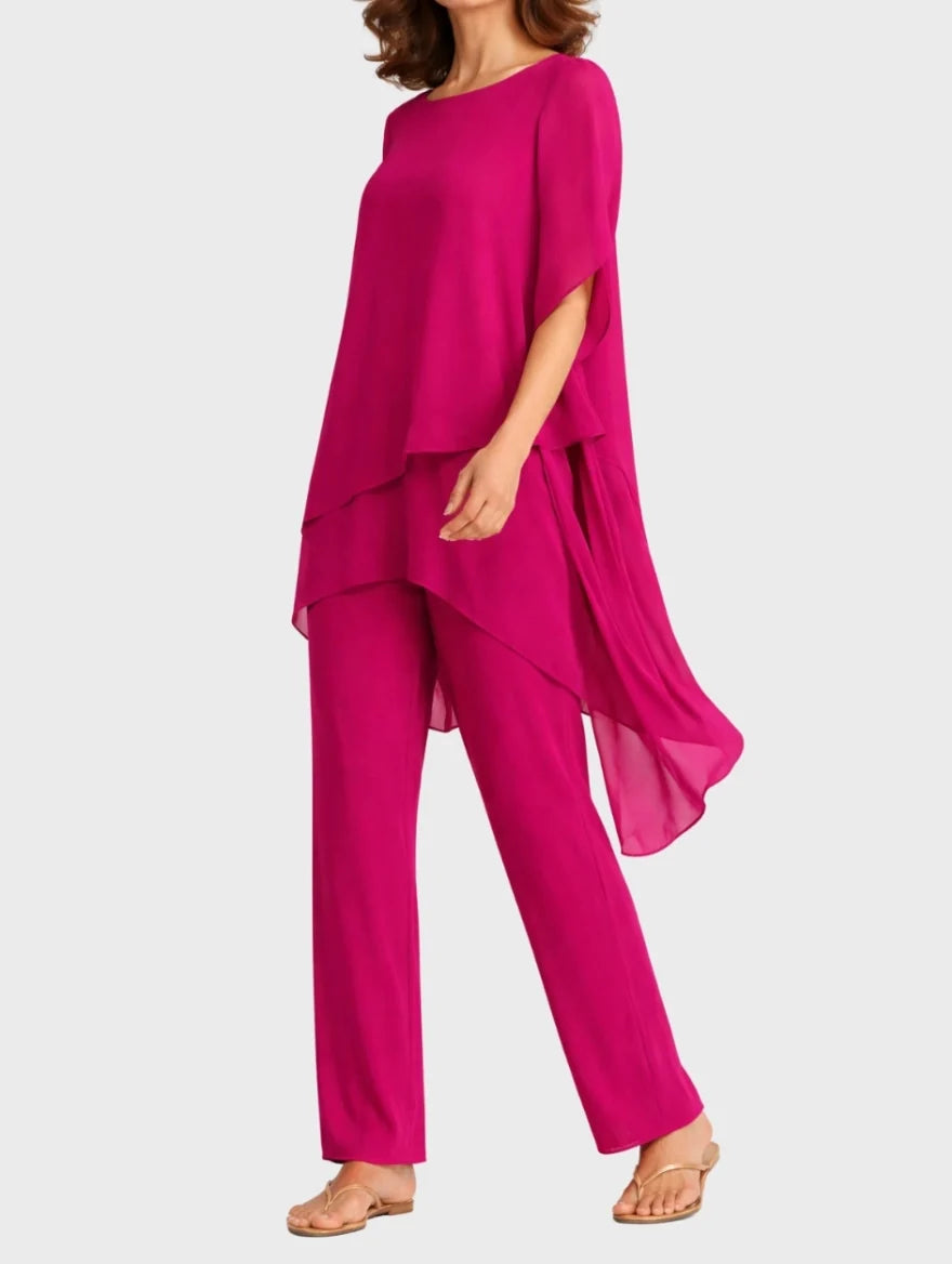 Bennett and Family Completo Aurora Palazzo in lightweight fabric, showcasing a flowy, wide-leg pants and matching top ensemble.