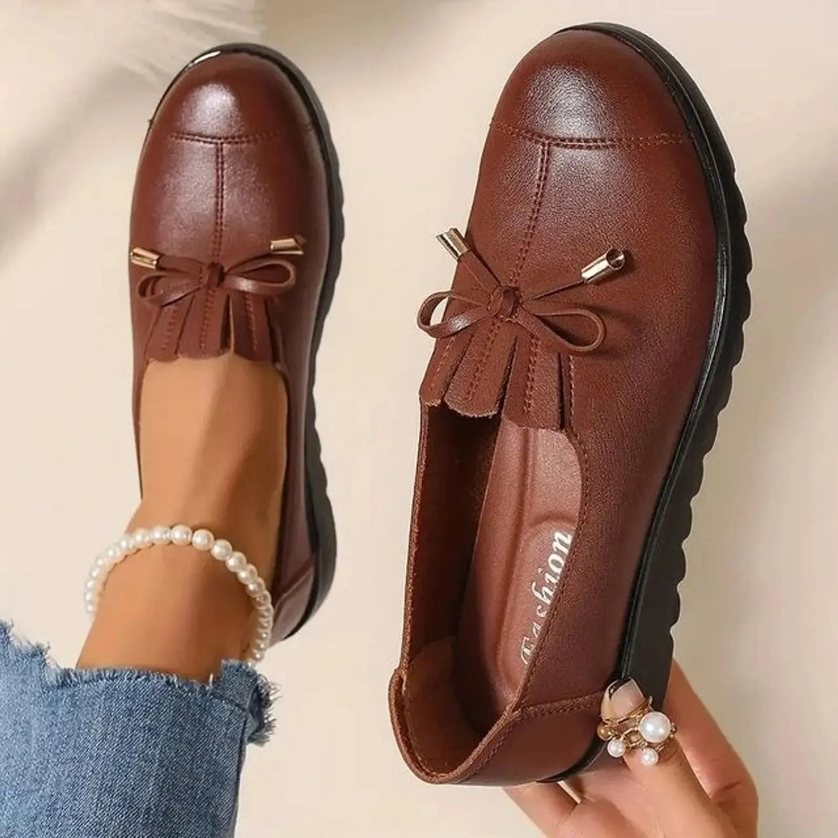 Bennett And Family Catherine Elegant Comfort Loafers in neutral color, showcasing sleek design and comfortable fit.