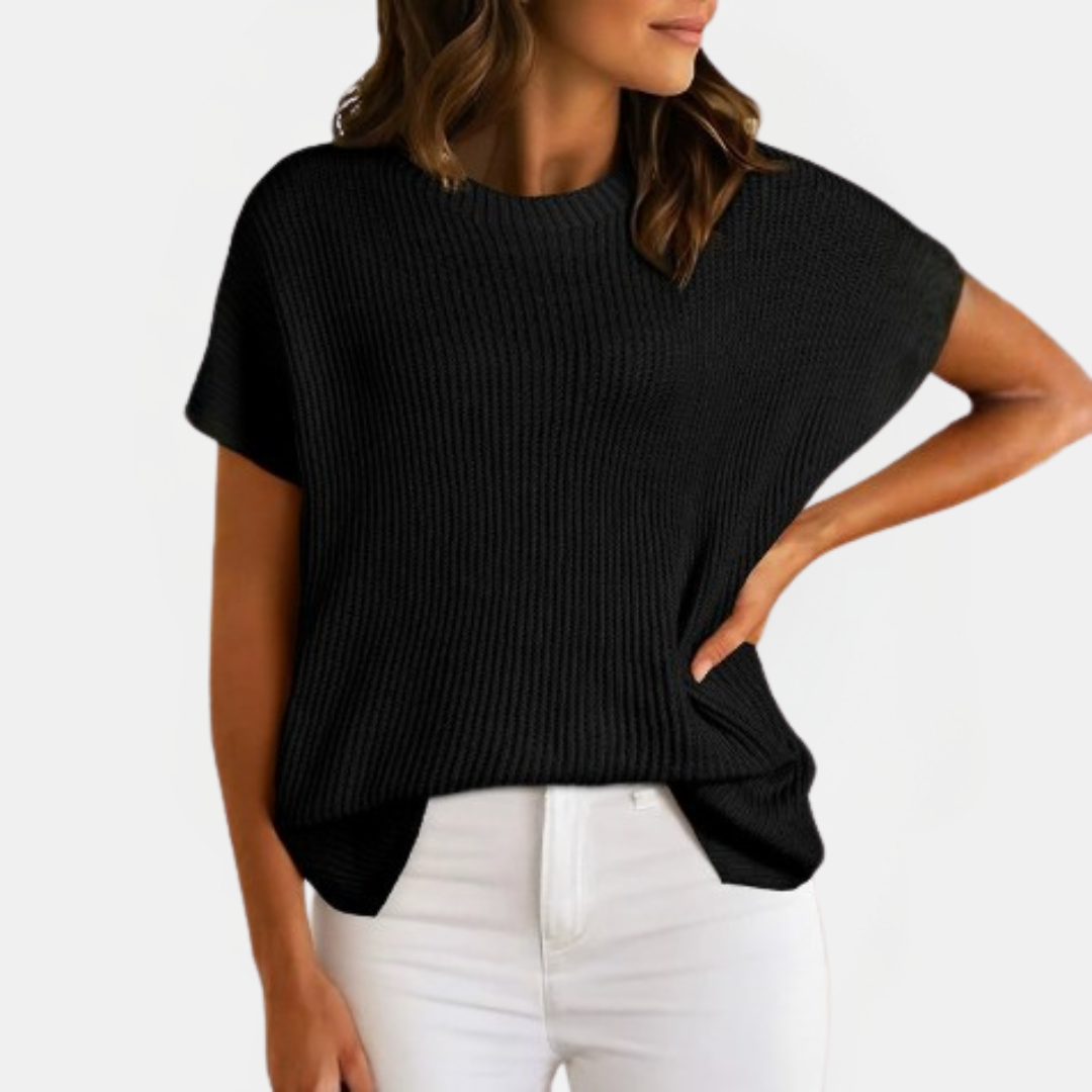 Women's Knit Top, Oversized Ribbed Tunic with Side Slit