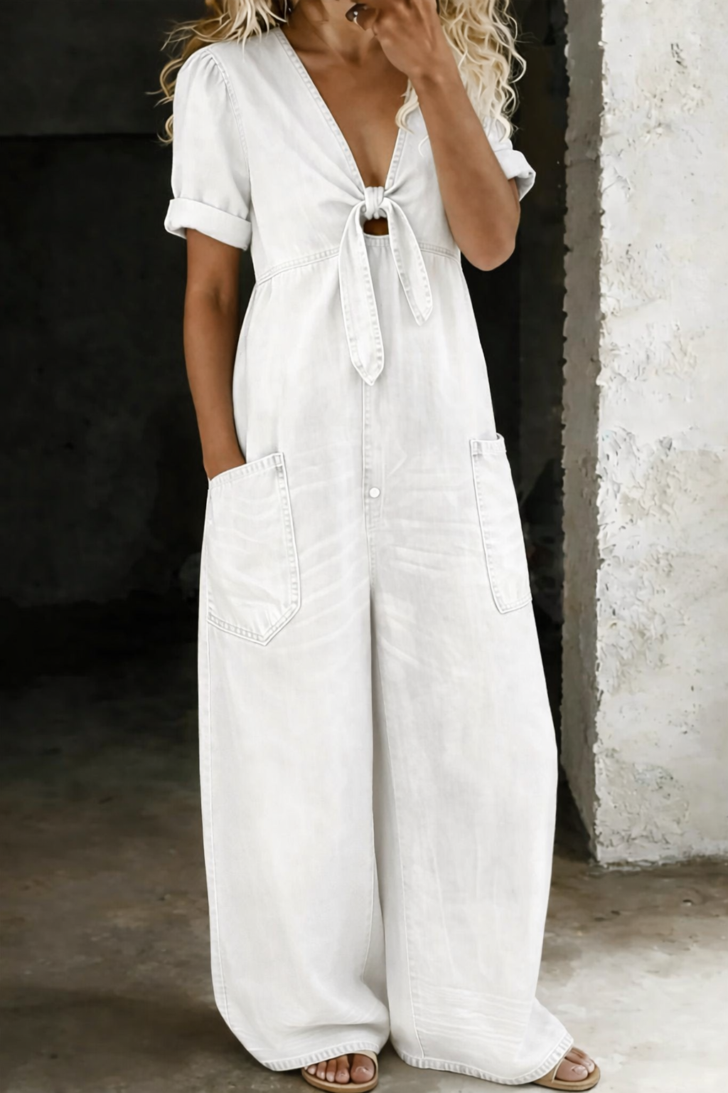 Bennett and Family Maya denim wide-leg jumpsuit, stylish casual pantalons with a relaxed fit and wide-leg design.