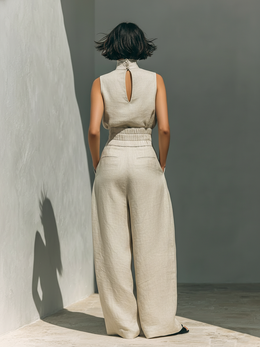 Venancia | Minimalist Top and Wide Leg Trousers Set