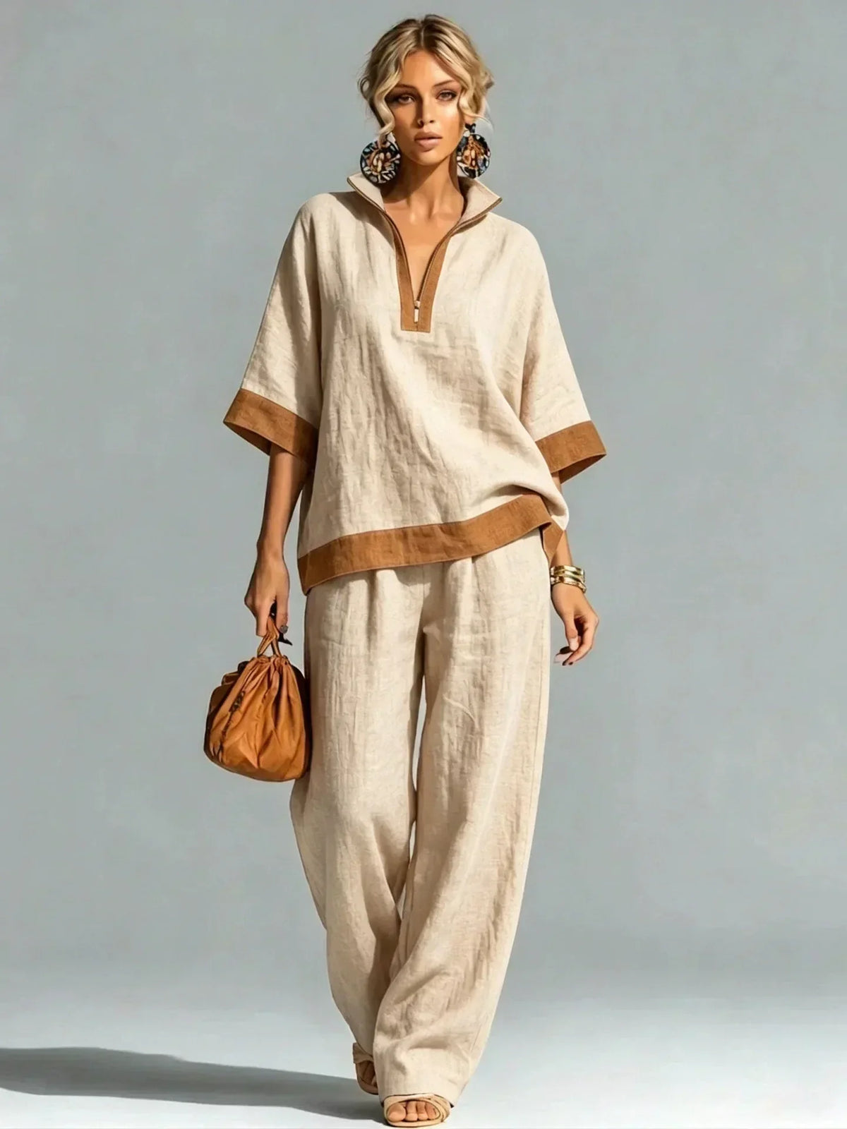 Vintage Linen-Look Co-ord Set