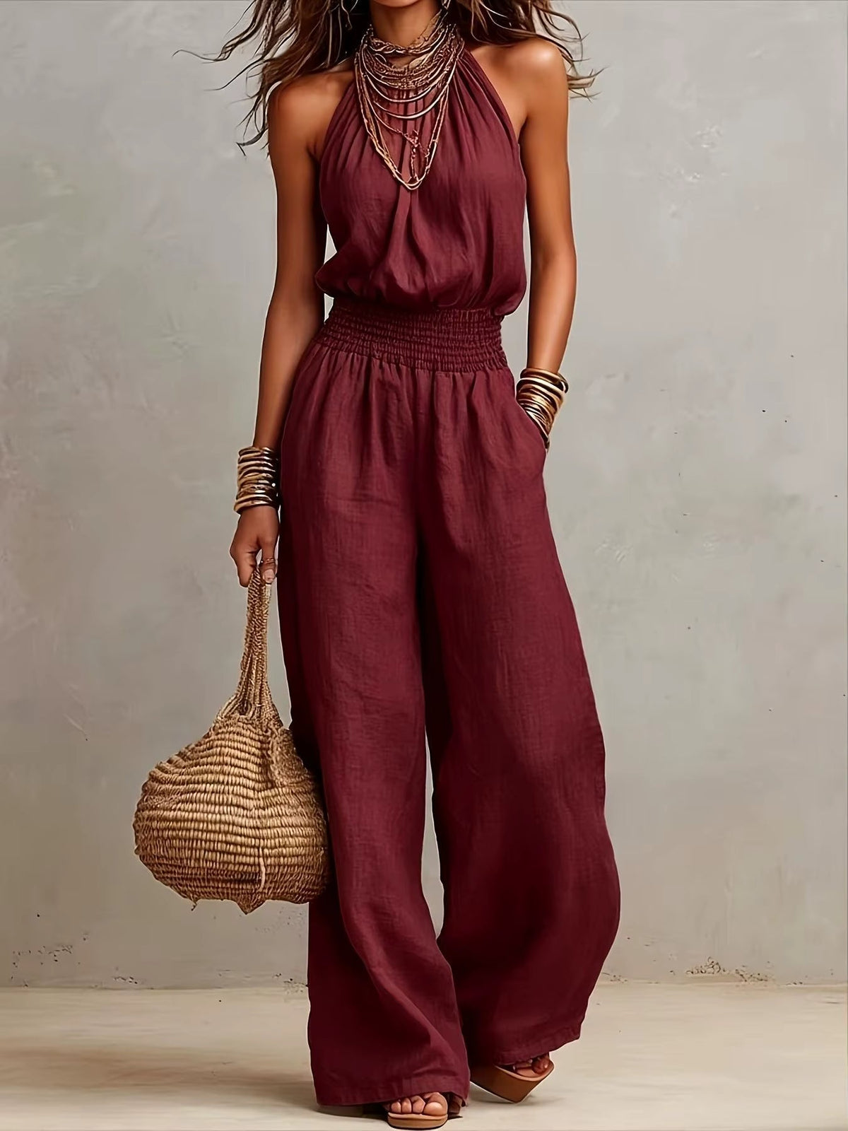 Valeria Halter Wide-Leg Jumpsuit