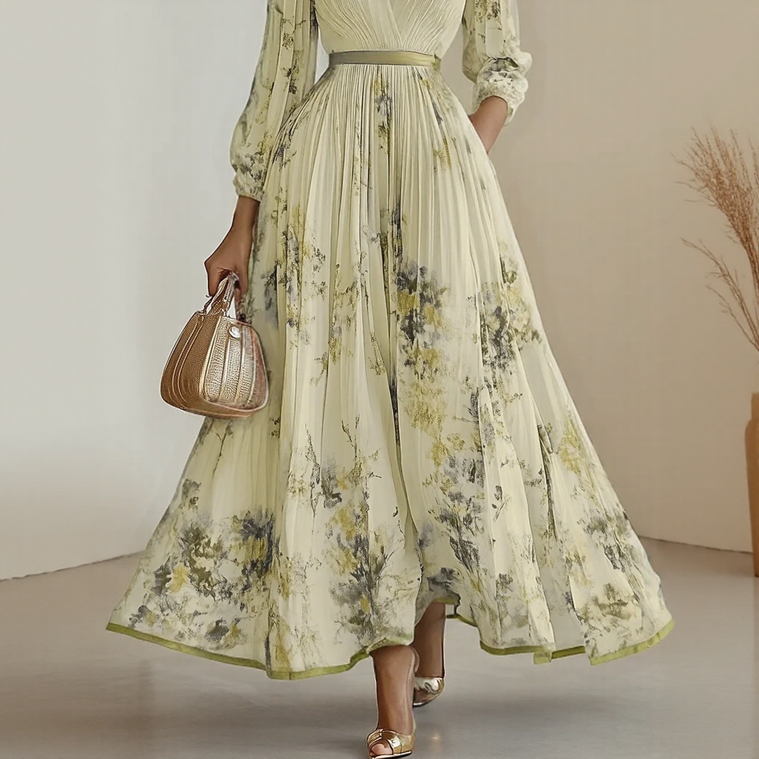 Elara dress with soft V-neck by The Rowan Daughters, featuring a flowy fabric and elegant fit in a stylish design.