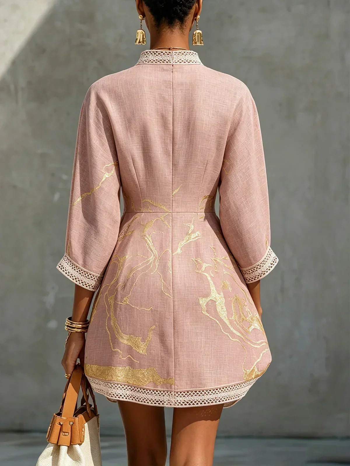 Soraya | Golden Lace Mini Dress