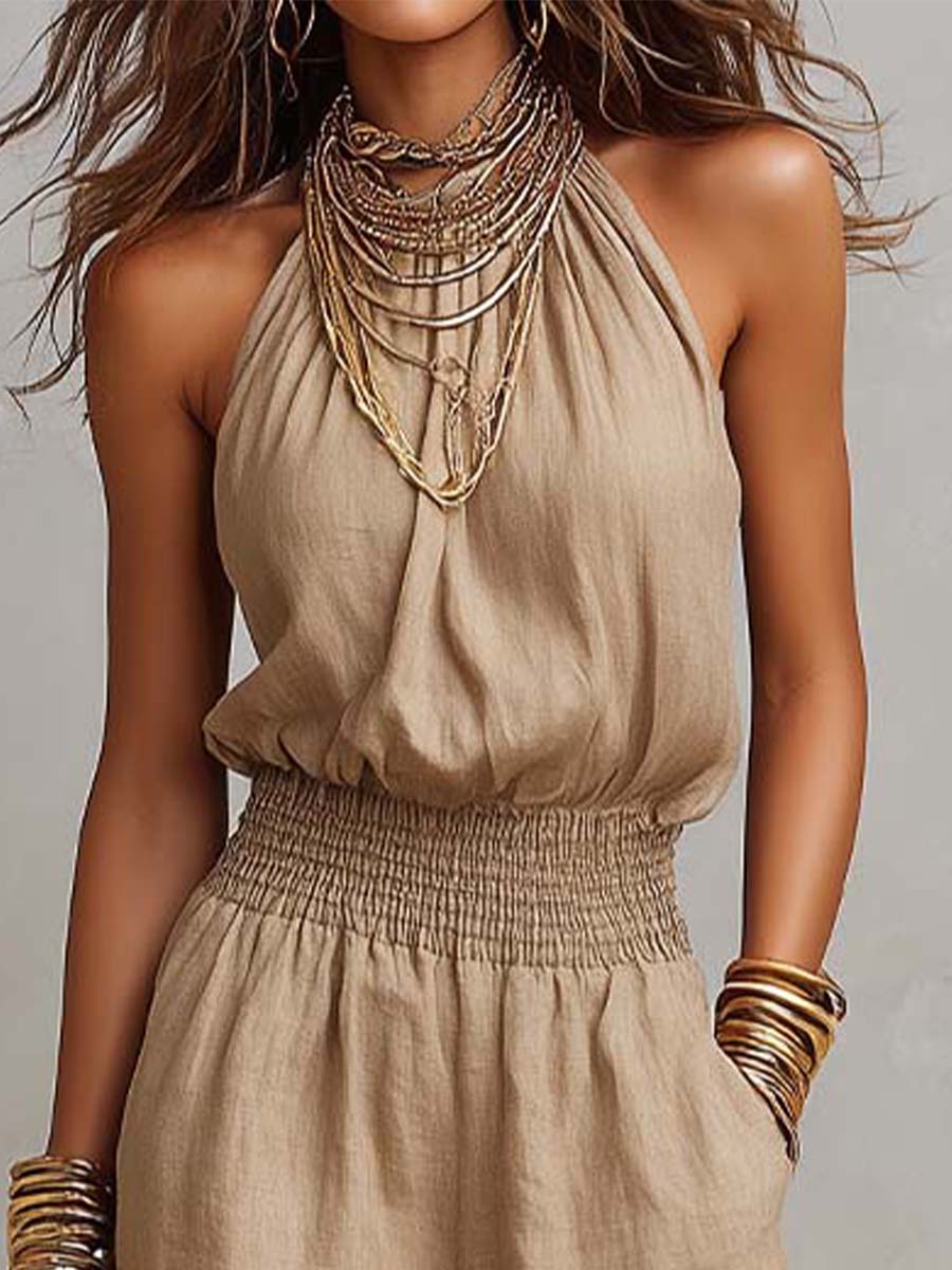 Valeria Halter Wide-Leg Jumpsuit