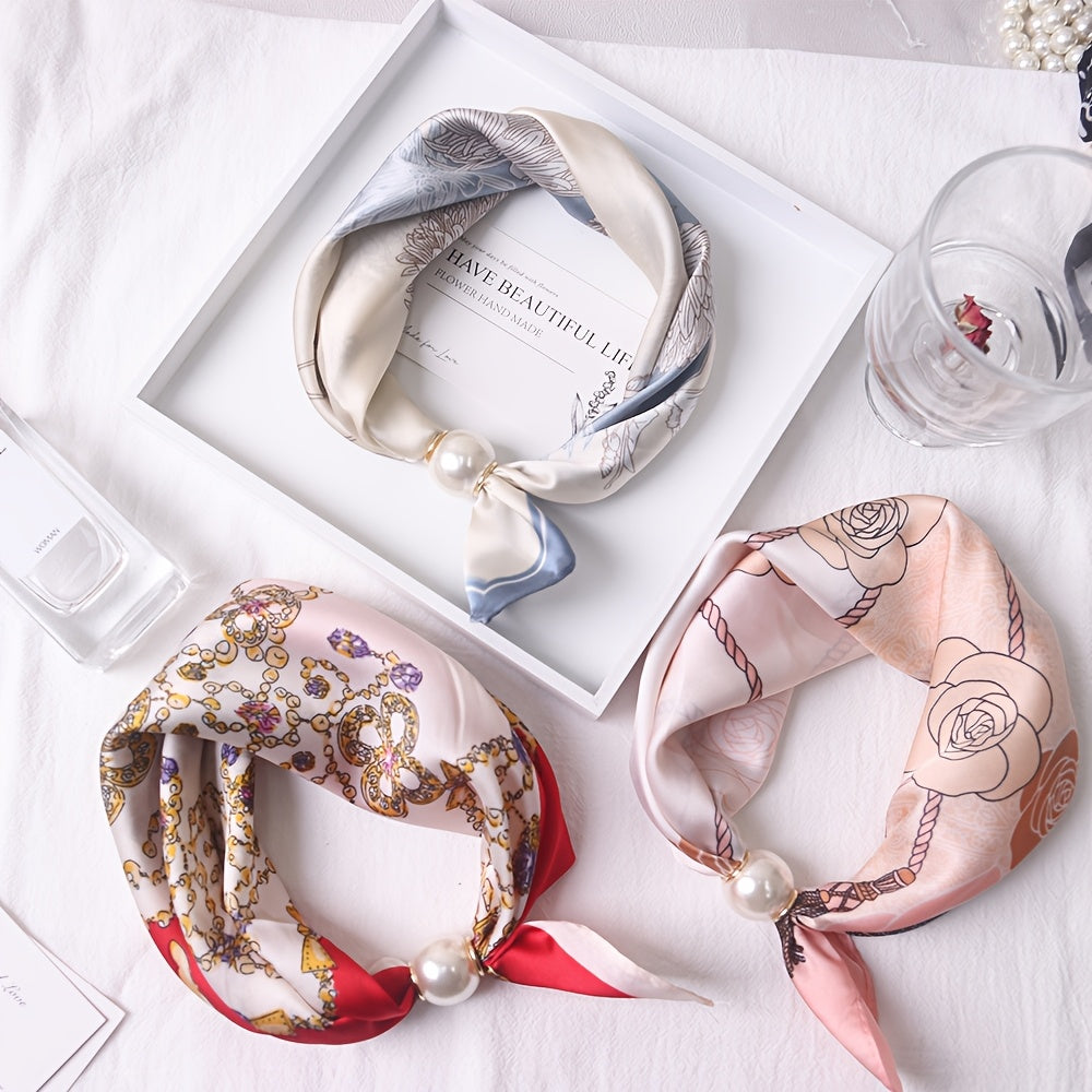 Elodie scarf by Bennett And Family featuring soft, colorful fabric with floral and striped patterns, styled around the neck.