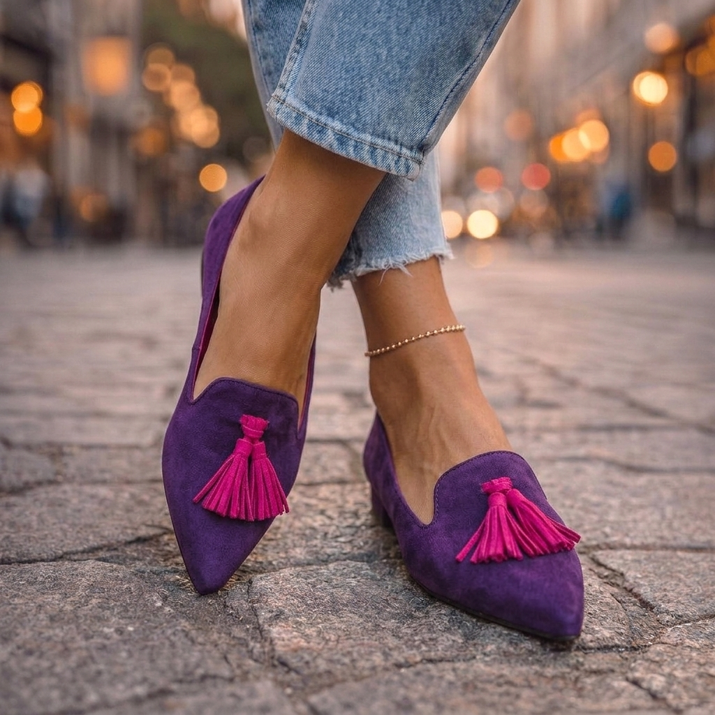 Rosalind pointed slip-on flats by Bennett & Family Melbourne, featuring sleek design and comfortable fit on a neutral background.