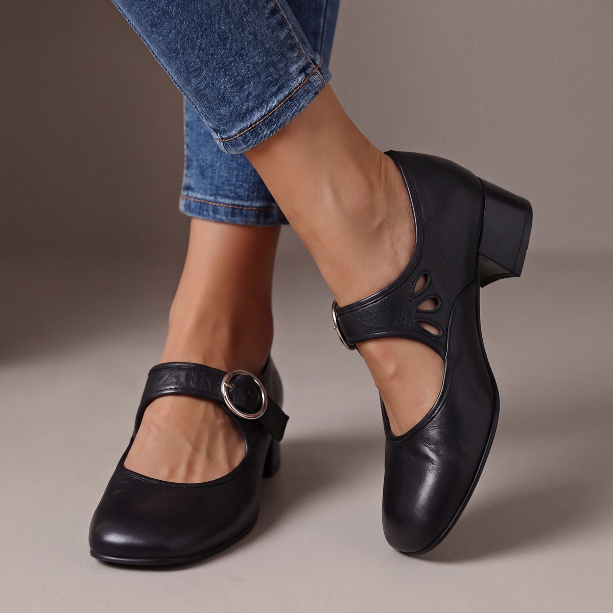 Josephine Leather Mary Janes by Bennett And Family, stylish leather sandals with a classic Mary Jane design, shown in natural leather.