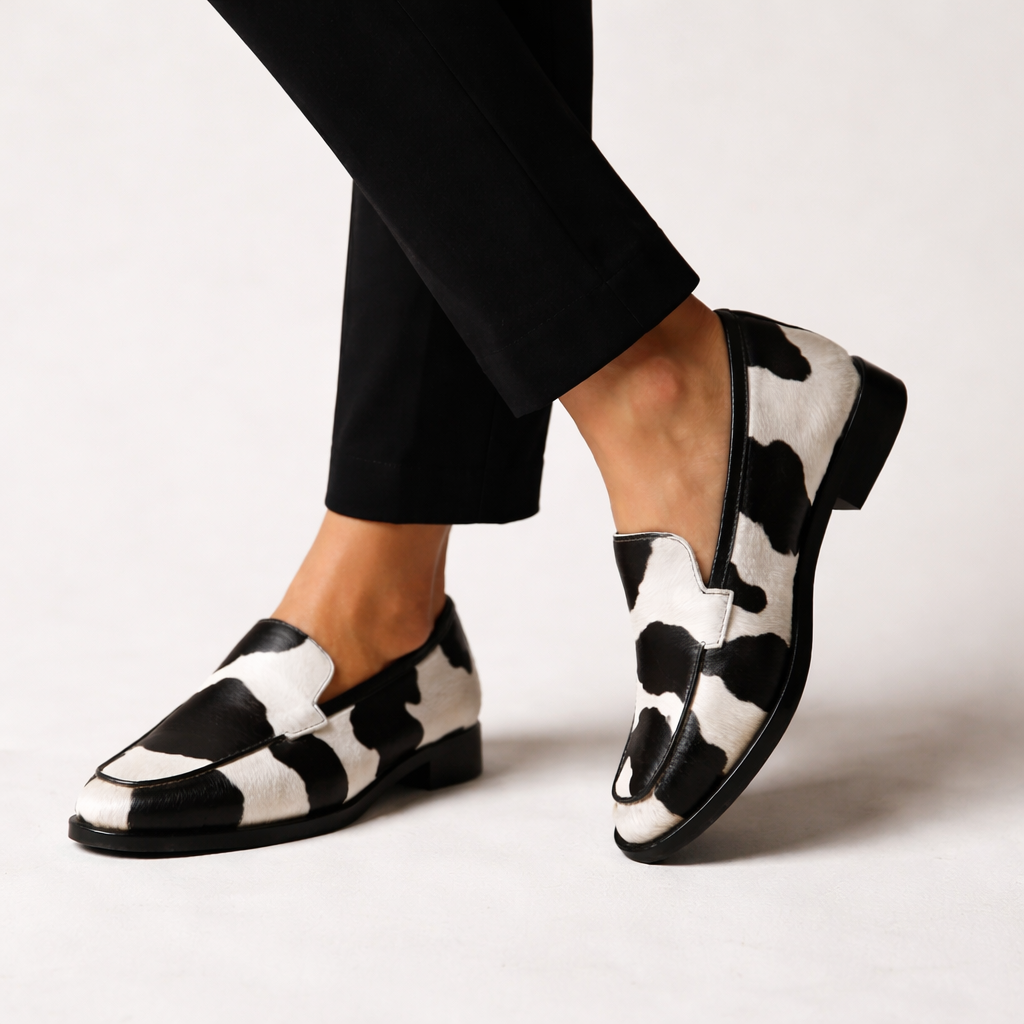 Pair of Bennett & Family Melbourne Maisie classic loafers in smooth leather, showcasing their elegant slip-on design and sleek silhouette.
