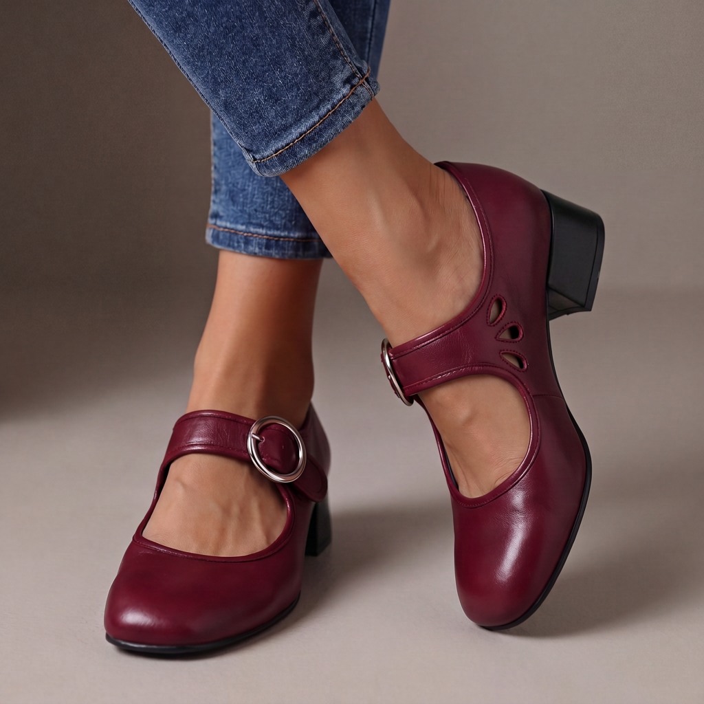 Josephine Leather Mary Janes by Bennett And Family, stylish leather sandals featuring classic Mary Jane design.