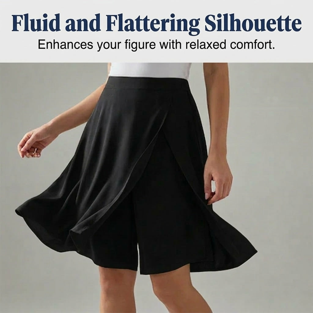 Maeve Wrap-Front Skort by Bennett And Family, showing lightweight fabric and stylish wrap-front design on a neutral background.
